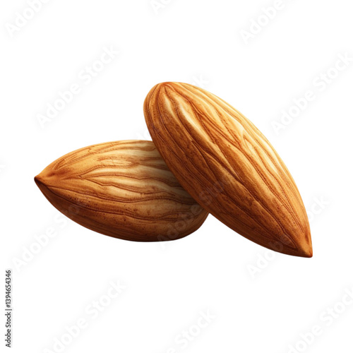 Realistic Almond 3D Icon – Nut Snack Illustration Isolated on Transparent Background