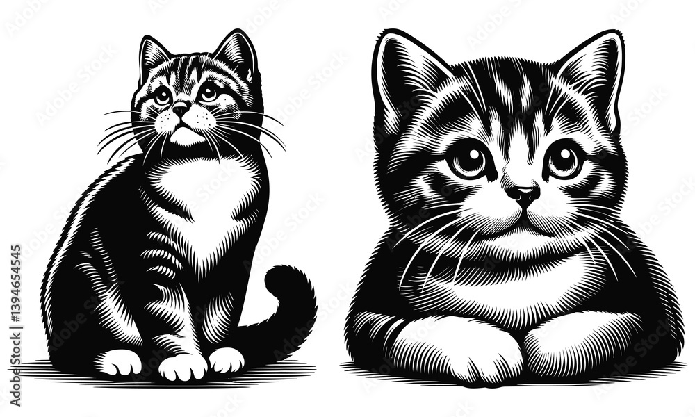 Obraz premium black cat on white background