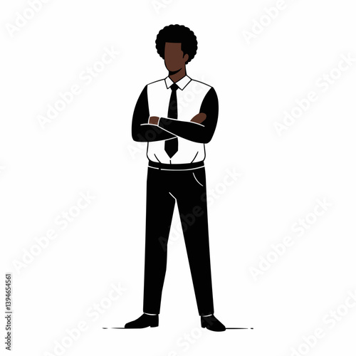 Confident Black Team Leader Standing in Formal Attire  