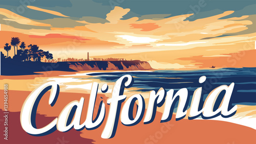 California coastline as a vector style illustration.eps