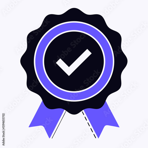 Verified badge icon with check mark on white background