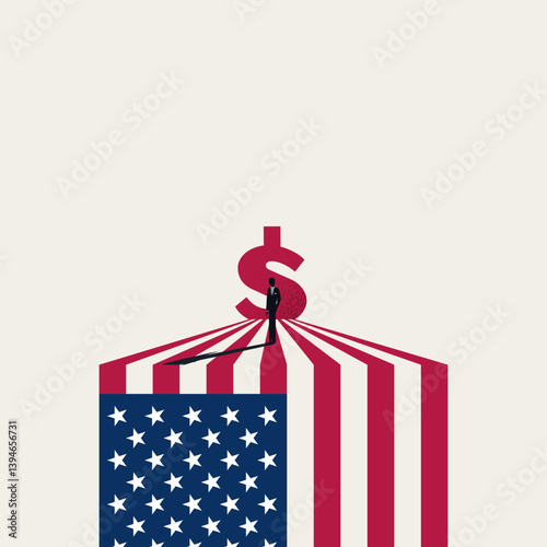 US financial crisis, vector concept. Symbol of stock market crash, depression, bankruptcy, chaos. Minimal design eps10 illustration.