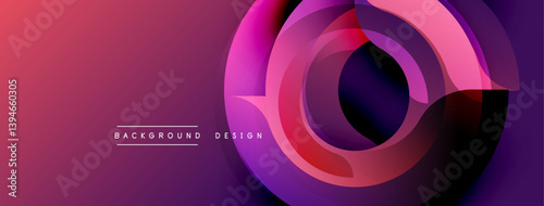 Fotografia Abstract design features overlapping circles, gradients shifting from magenta to deep purple