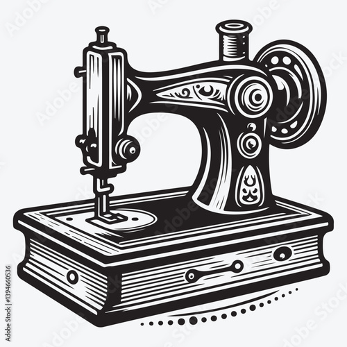 Vintage Sewing Machine Vector Icon Symbol stock illustration