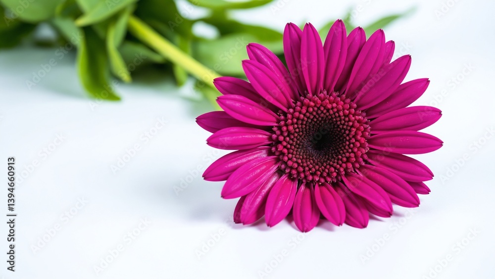 Obraz premium Close Up of Blooming Pink Daisy Flower on White Background