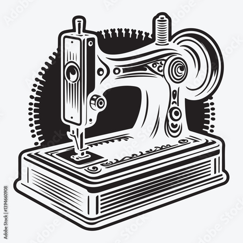 Vintage Sewing Machine Vector Icon Symbol stock illustration