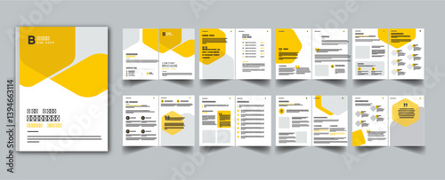 Company brochure 16 page Template Layout Design concept , Minimalist corporate brochure layout with cover, back and inside pages, Corporate business presentation guide