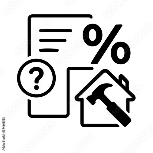 This icon represents questions about home repair costs, mortgage rates, and financial documents related to housing, interest, and maintenance.