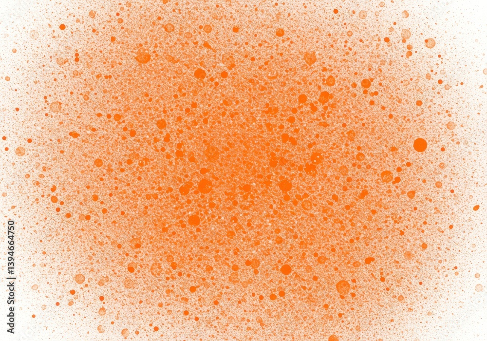 Orange splatter with varying dot sizes creating a textured and abstract visual effect on white background Orange splatter with varying dot sizes creating a textured and abstract visual effect on white background