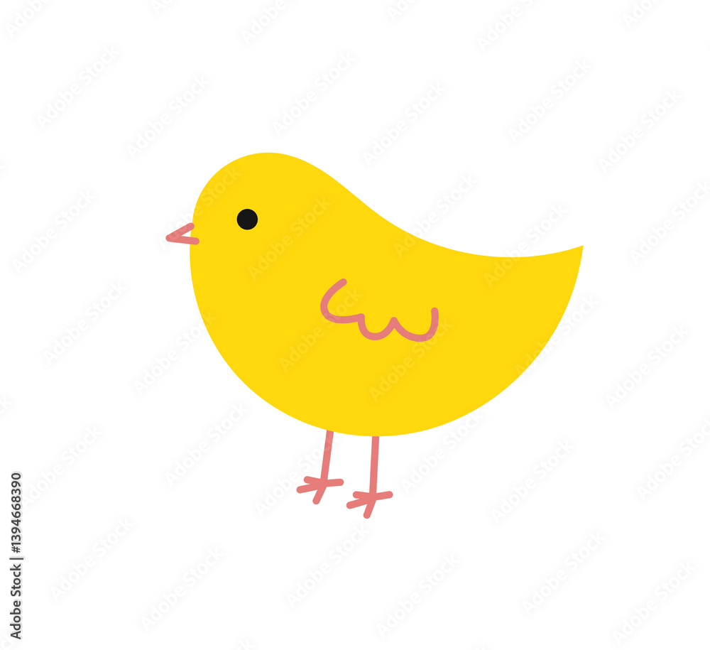 Little yellow chick on white background. Easter chick icon in doodle style. PNG illustration.
