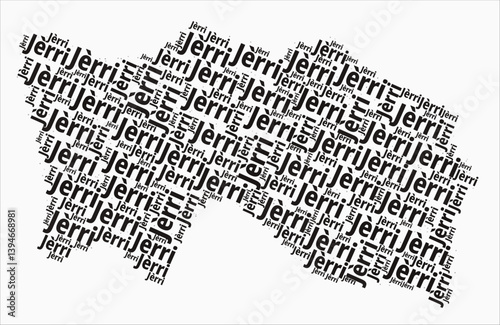 Jersey text style regions. Country region names word clouds in the English language. Creative vector illustration.