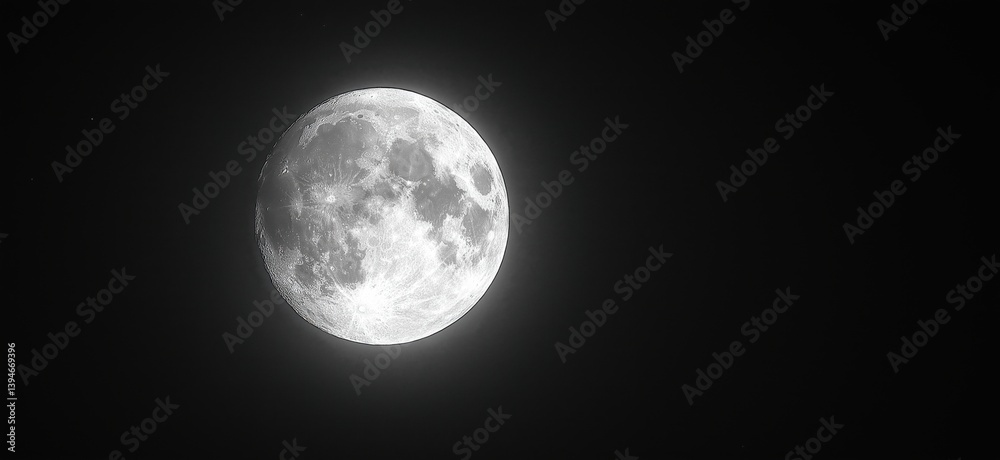 Fototapeta premium Stunning close-up of full moon showcasing detailed lunar surface features