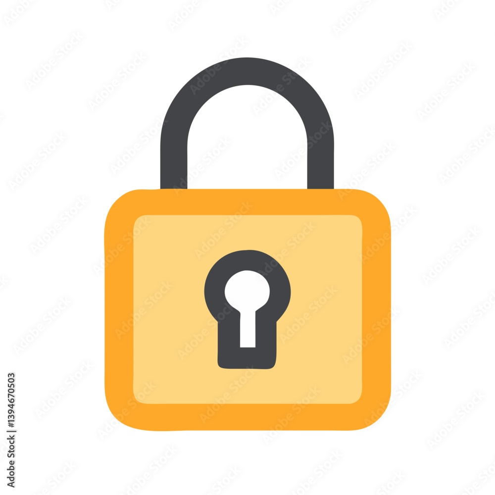 Lock Sign Icon Outline Coloring Book Page Line Art Drawing Set White Background

