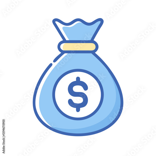 Money Bag Icon Outline Coloring Book Page Line Art Drawing Set White Background

