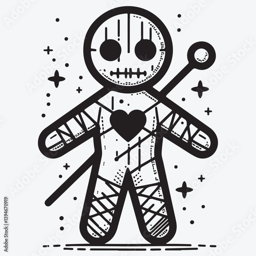 Voodoo doll line icon stock illustration