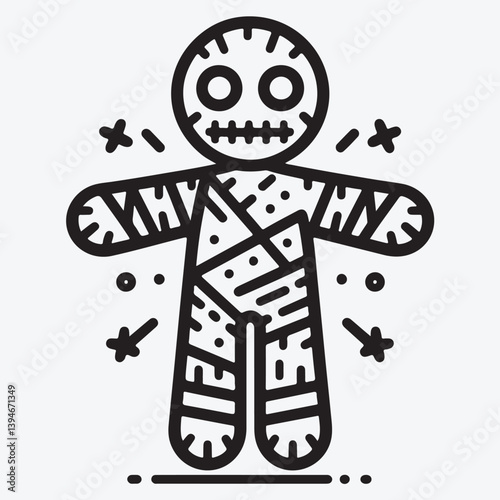 Voodoo doll line icon stock illustration