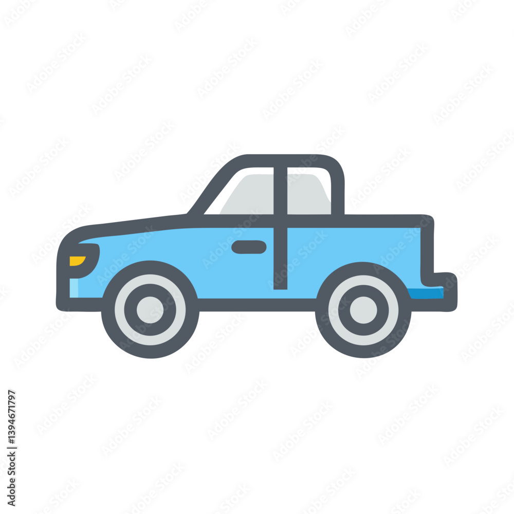 Pickup Truck Icon Outline Coloring Book Page Line Art Drawing Set White Background Pickup Truck Icon Outline Coloring Book Page Line Art Drawing Set White Background