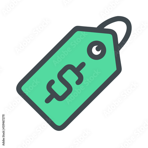 Price Tag Icon Outline Coloring Book Page Line Art Drawing Set White Background