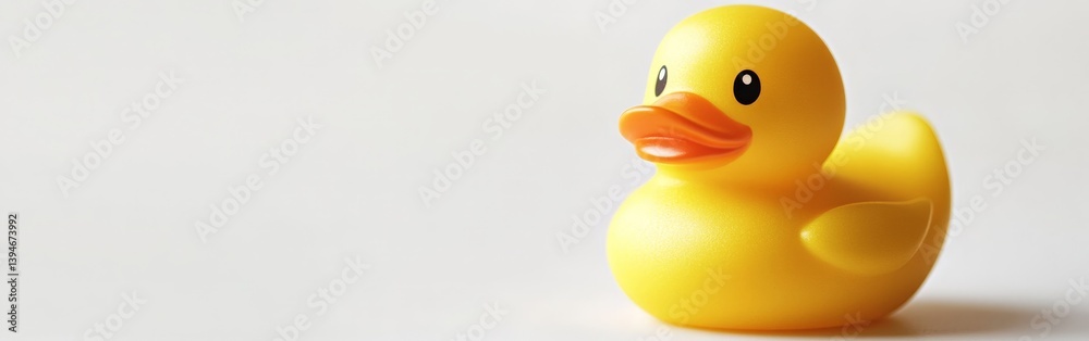 Close-Up of Yellow Rubber Duck Toy on White Background Close-Up of Yellow Rubber Duck Toy on White Background