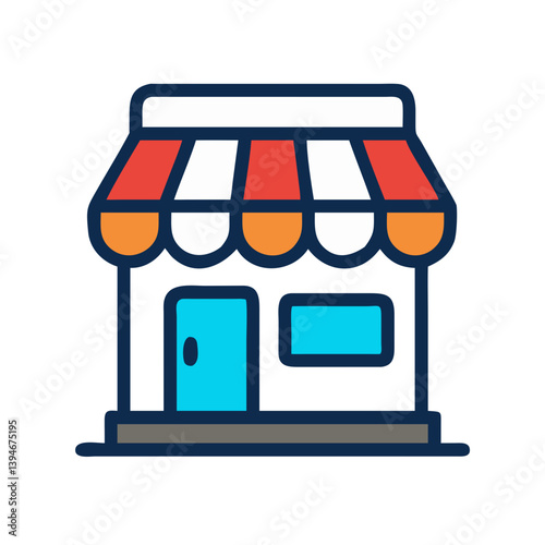 Store Icon Outline Coloring Book Page Line Art Drawing Set White Background