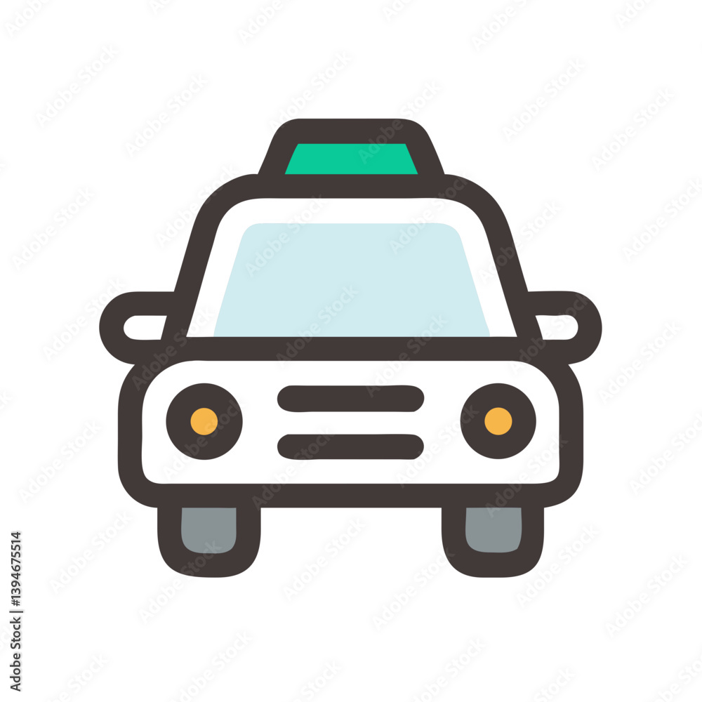 Taxi Icon Outline Coloring Book Page Line Art Drawing Set White Background Taxi Icon Outline Coloring Book Page Line Art Drawing Set White Background