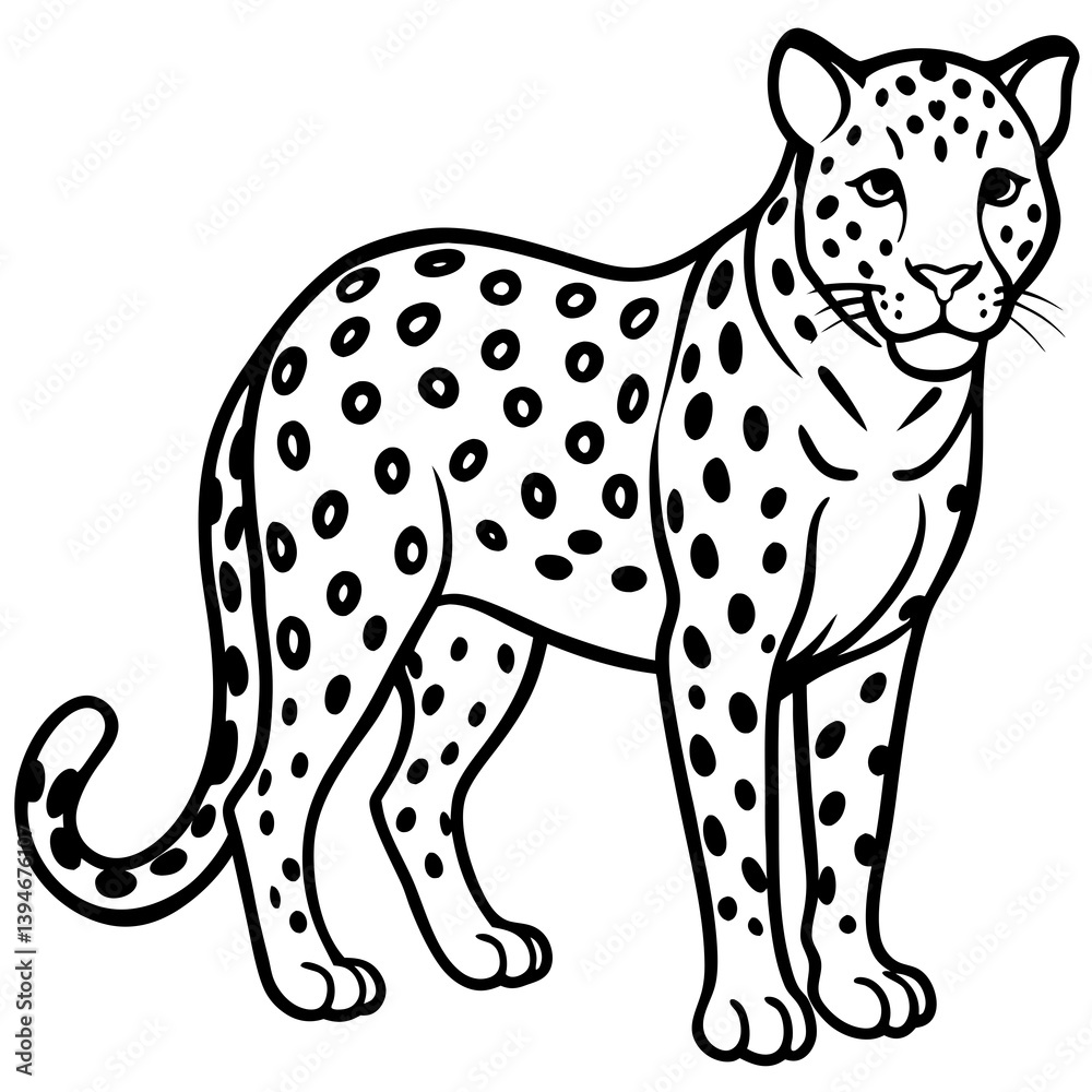 Minimalist Leopard Vector Design with Clean Line Art on a White Background Minimalist Leopard Vector Design with Clean Line Art on a White Background