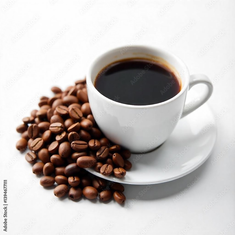 cup of coffee with beans cup of coffee with beans