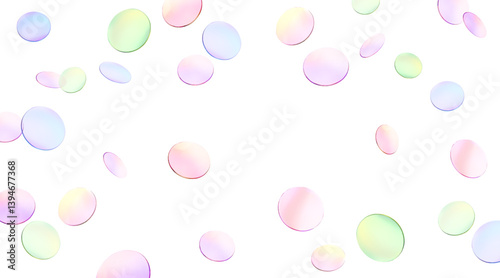 Circle transparent confetti isolated background. Polka dot pattern. 3d round lens gradient texture flying. Vector illustration for birthday, carnival, party design