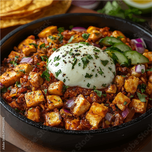 Chilaquiles, watercolor illustration, isolated on a white background.

