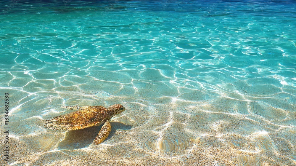 Fototapeta premium Sea turtle in shallow water