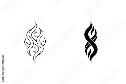 Abstract Flame Design Templates Two Variations Line And Solid Style