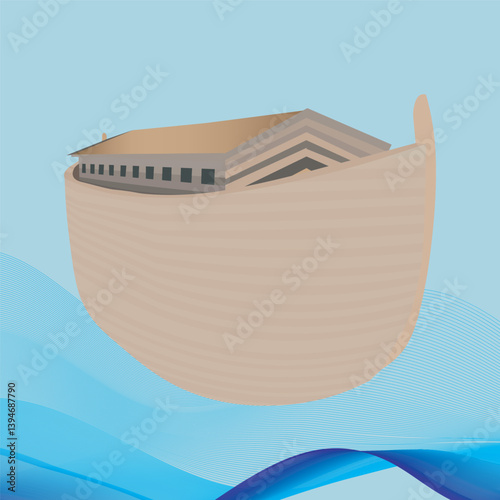 A digitally illustrated depiction of a noah ark.