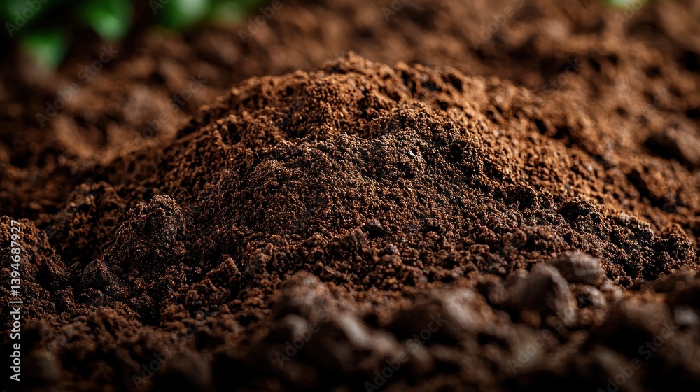 Pile of dark brown ground coffee or cocoa powder Pile of dark brown ground coffee or cocoa powder