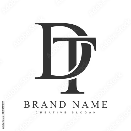 DT trendy logotype template. Initial letter d and t classic font style. Creative logo for company name or identity.
