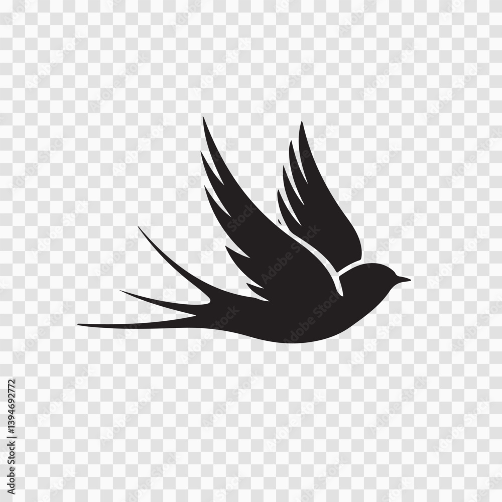Obraz premium Minimalist Swallow Illustration – Simple Flight Shape