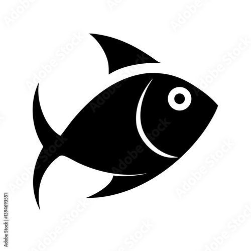 ector fish icon in simple flat style with large eye and fins.