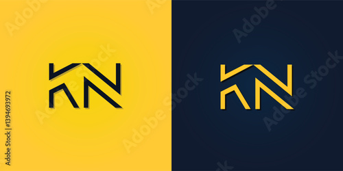 Minimalist Abstract Initial letter KN logo.