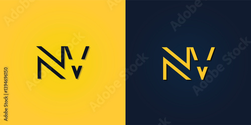 Minimalist Abstract Initial letter NV logo.