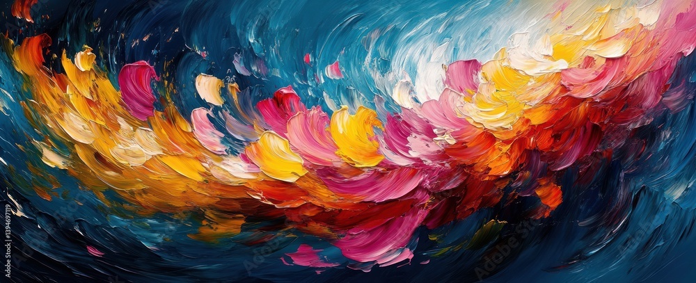 Obraz premium Vibrant Abstract Expressionism Painting Dynamic Brushstrokes in Motion Bright Colourful Background