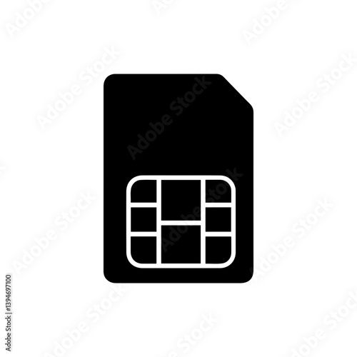 Black Icon International Data SIM Card with Flag, Icon Design