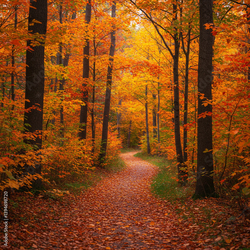 Serene Autumn Woodland Path...