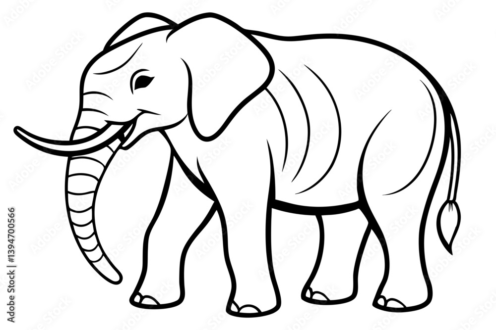 Fototapeta premium Minimalist Line Art Elephant Vector Design on White Background