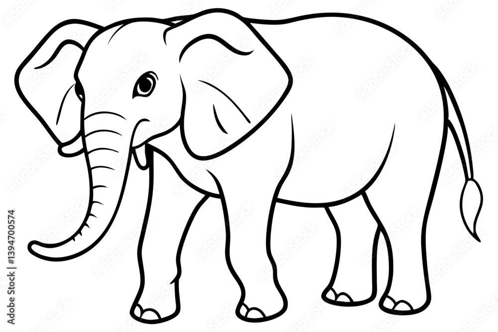 Naklejka premium Minimalist Line Art Elephant Vector Design on White Background