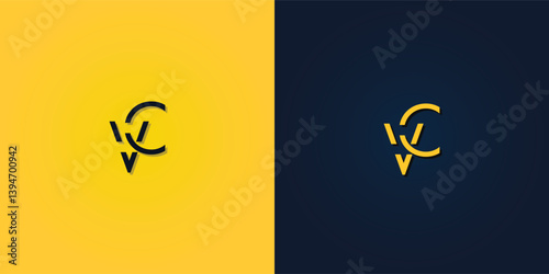 Minimalist Abstract Initial letter VC logo.