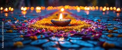 Obraz na płótnie Floral Rangoli with Diya w salonie