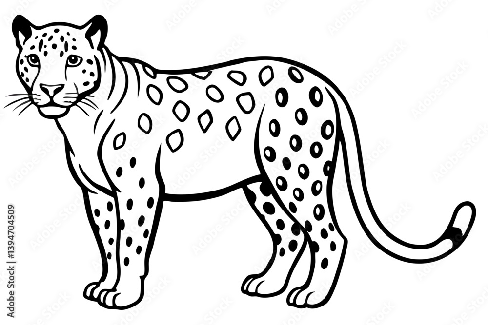 Fototapeta premium Minimalist Line Art Jaguar Vector Design on White Background