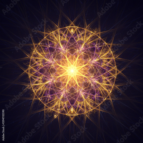 Radiant Golden Mandala with...