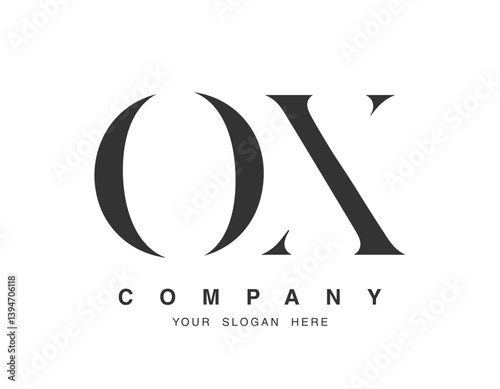 OX logo design. Initial letter o and x serif font style. Creative classic company name typography. Trendy logotype or identity.