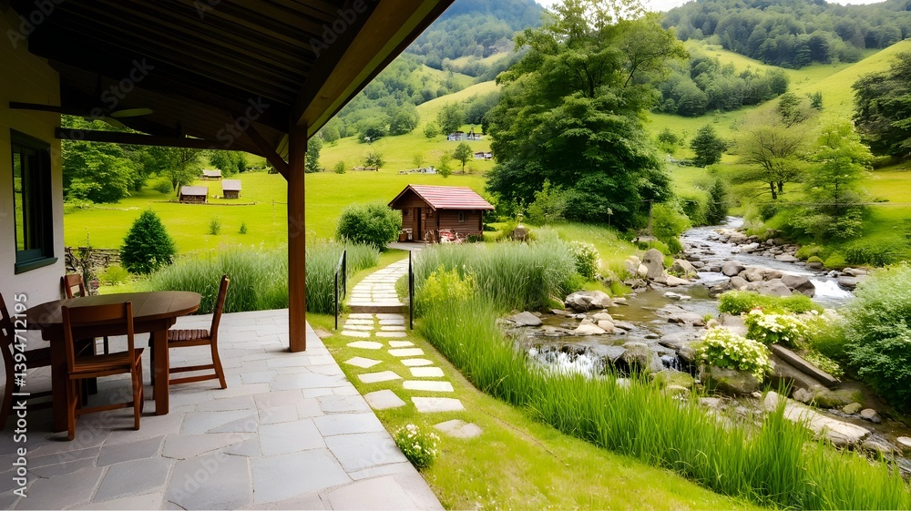 Fototapeta premium garden, house, park, nature, architecture, grass, tree,