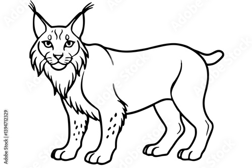 Minimalist Lynx Vector Design with Clean Line Art on White Background